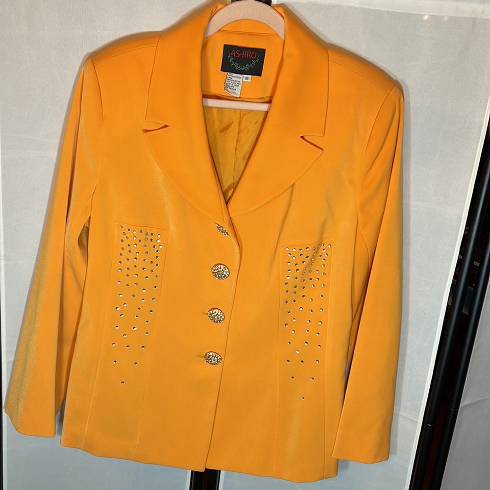 Ashro Detailed Sparkly Rhinestone Jacket, Belted Back & Matching Lined Skirt